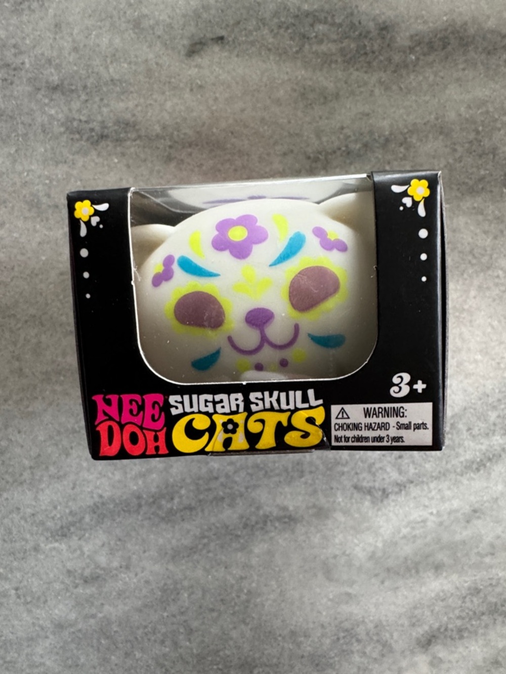 Sugar Skull Cats Squishy Toy - White with Purple & Blue Accents